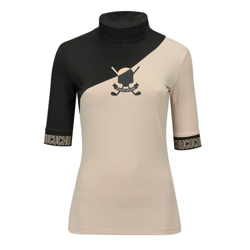 Cross Point Short Sleeve Top Beige