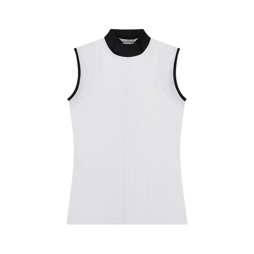 Mock Neck Mesh Sleeveless Top White