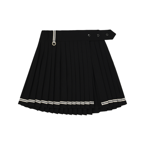 Pleated Wrap Skirt Black