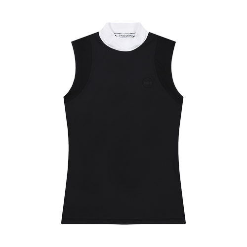 Mock Neck Mesh Sleeveless Top Black
