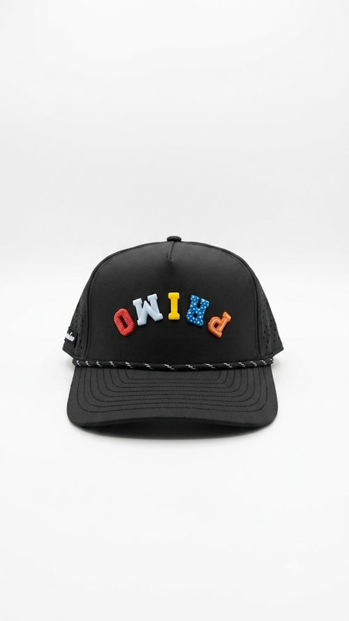 Black Cursive Rope Hat