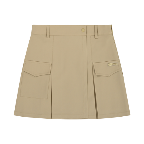 Pocket Back Pleated Skirt Beige